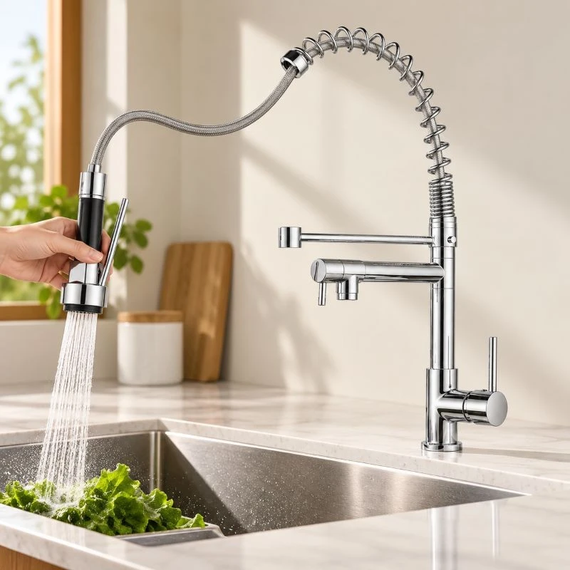 Stainless Steel Spring Pull Down Kitchen Faucet Hot Cold Water Mixer best