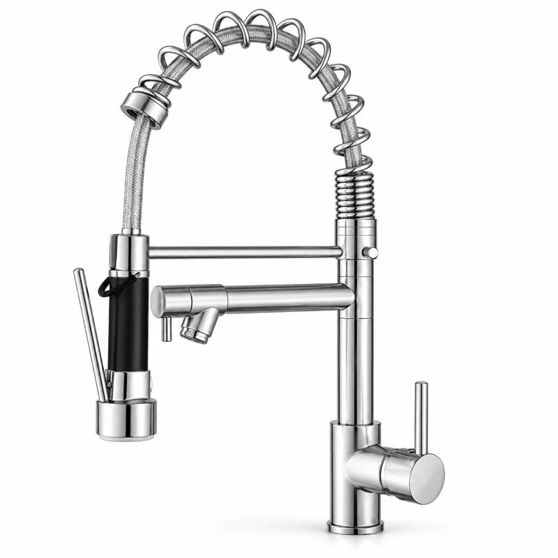 Stainless Steel Spring Pull Down Kitchen Faucet Hot Cold Water Mixer